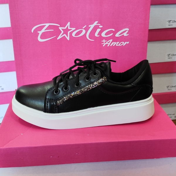 Tenis preto exotica brilho lateral - Image 3