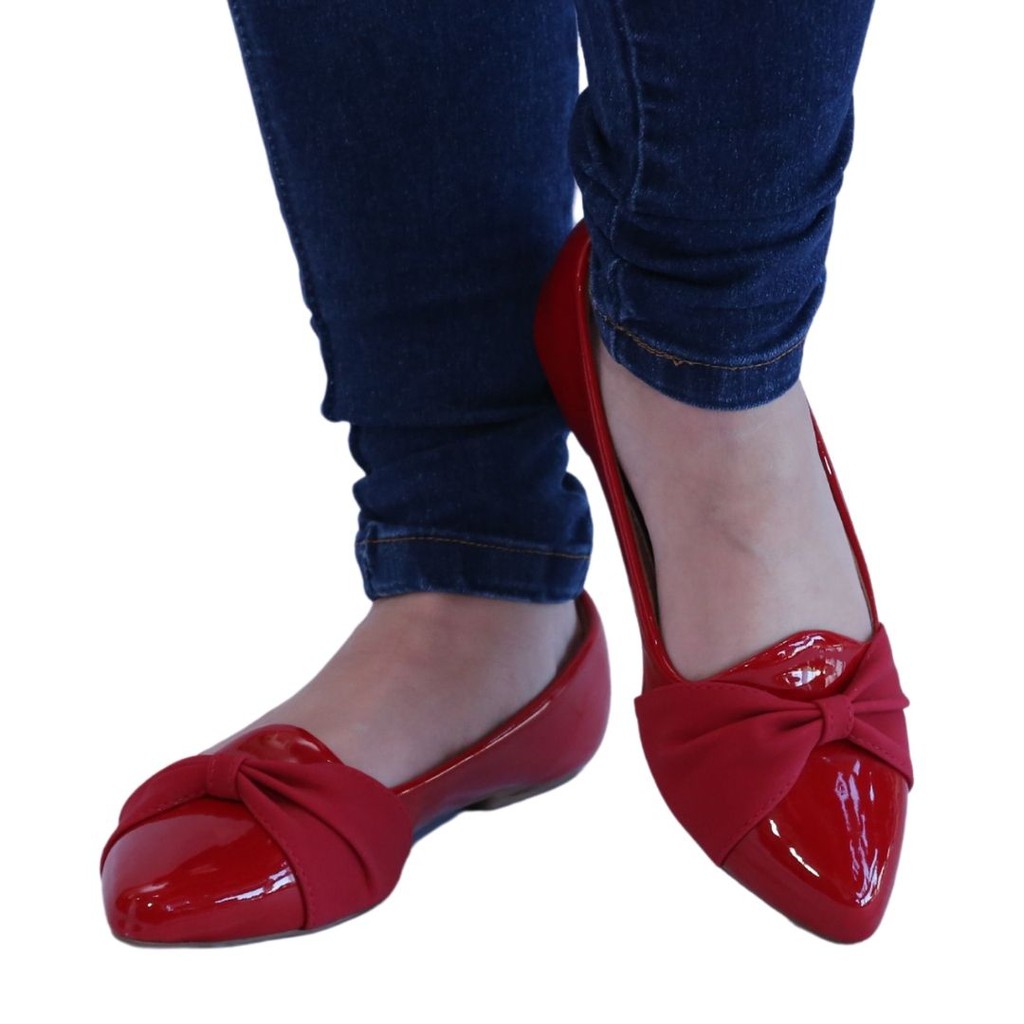 Sapatilha feminina vermelha scarlat com laço trançado - Image 2