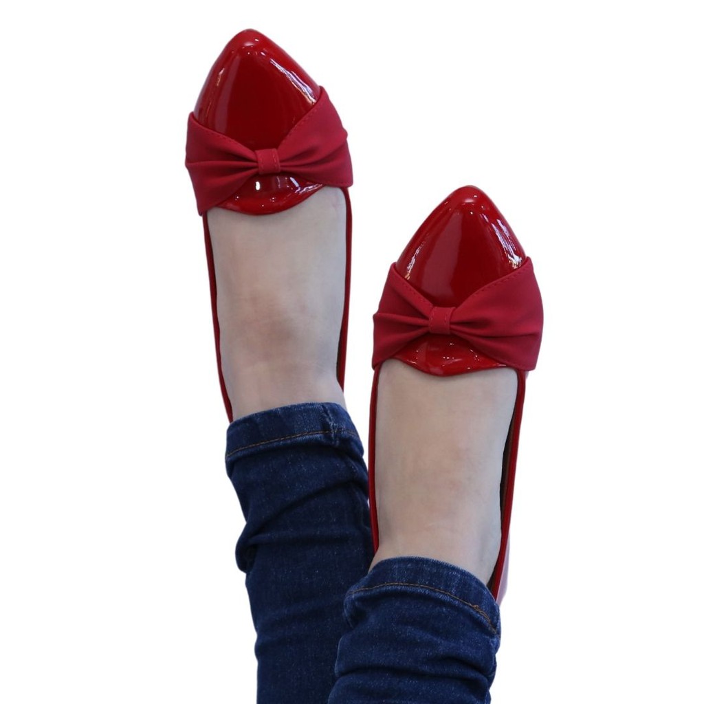 Sapatilha feminina vermelha scarlat com laço trançado - Image 3