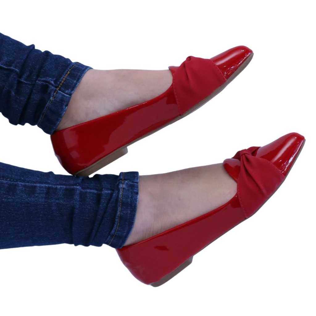 Sapatilha feminina vermelha scarlat com laço trançado - Image 4