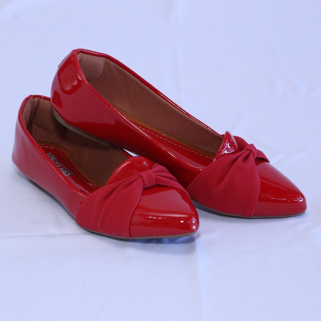 Sapatilha feminina vermelha scarlat com laço trançado - Image 5