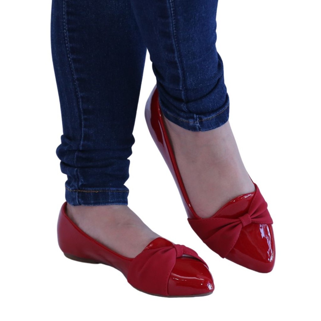 Sapatilha feminina vermelha scarlat com laço trançado - Image 7