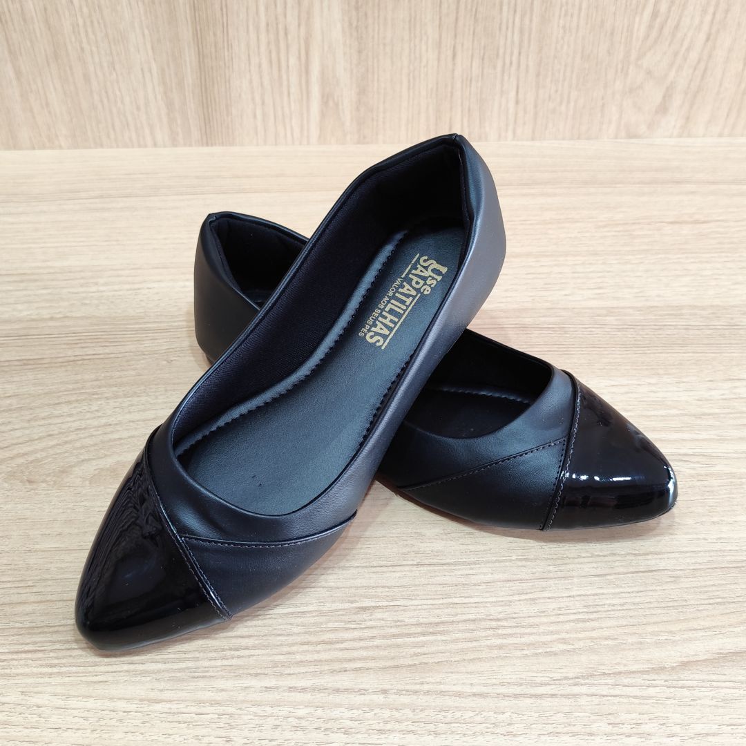 Sapatilha preta bico fino - bico em verniz - Image 2