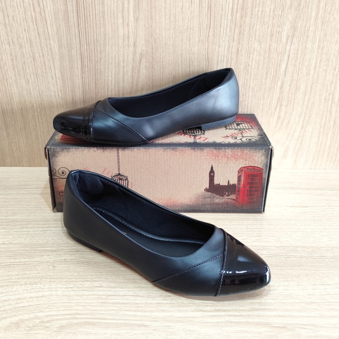 Sapatilha preta bico fino - bico em verniz - Image 3