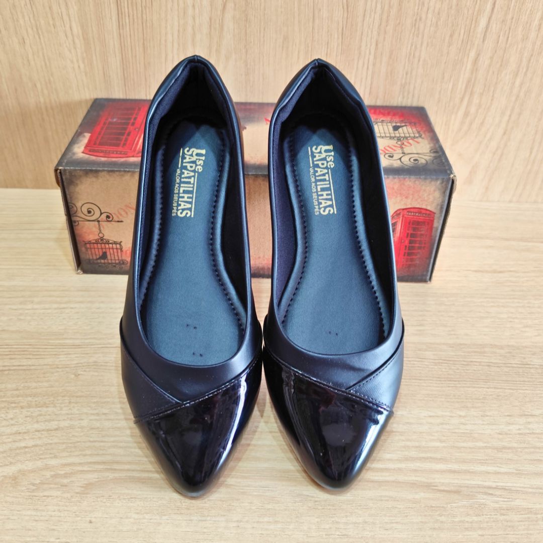 Sapatilha preta bico fino - bico em verniz - Image 4