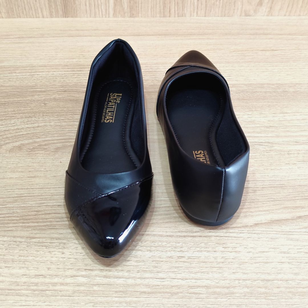 Sapatilha preta bico fino - bico em verniz - Image 5