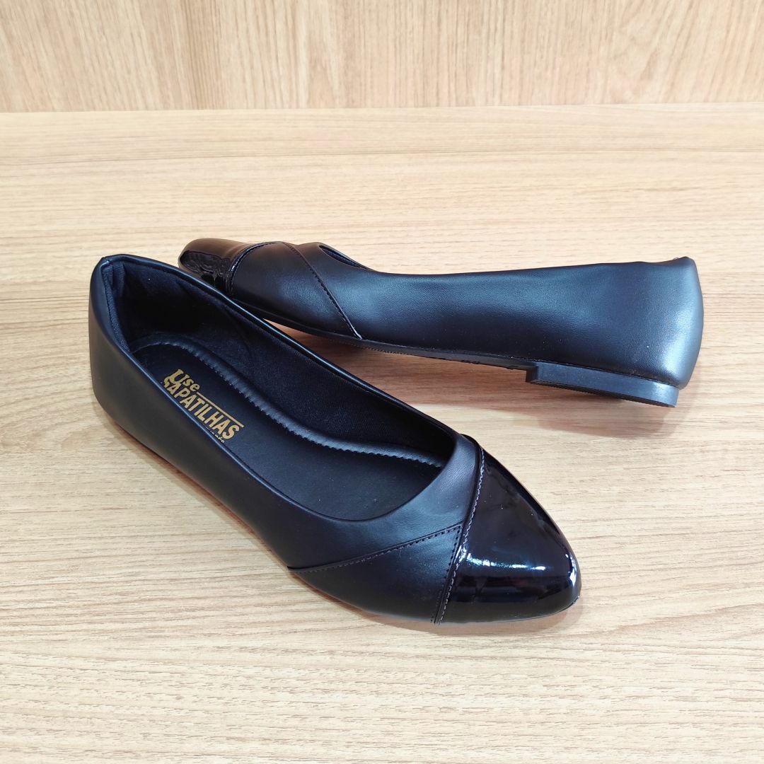 Sapatilha preta bico fino - bico em verniz - Image 6