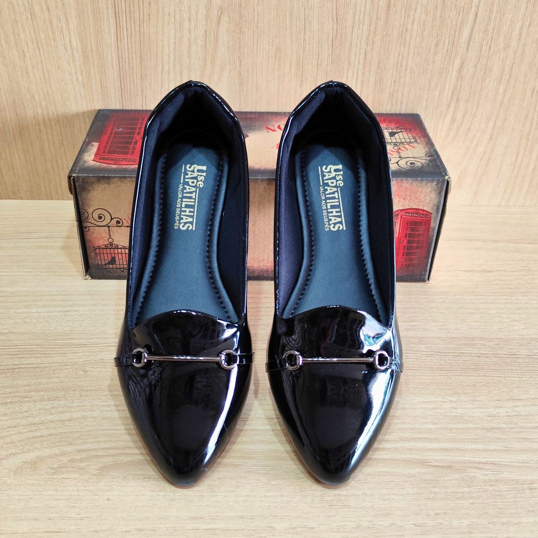 Sapatilha preta bico fino ABS delicado - Image 2