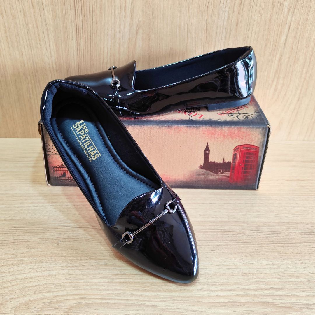 Sapatilha preta bico fino ABS delicado - Image 4