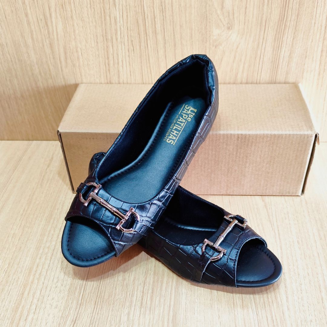 Sapatilha peep toe croco preto - Image 2
