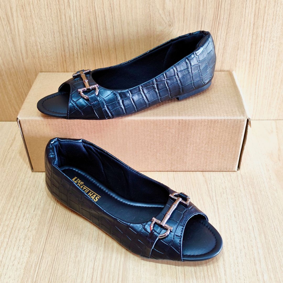 Sapatilha peep toe croco preto - Image 3
