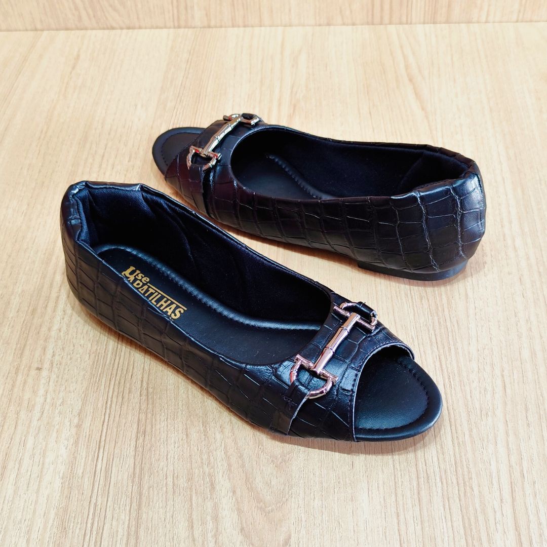 Sapatilha peep toe croco preto - Image 4