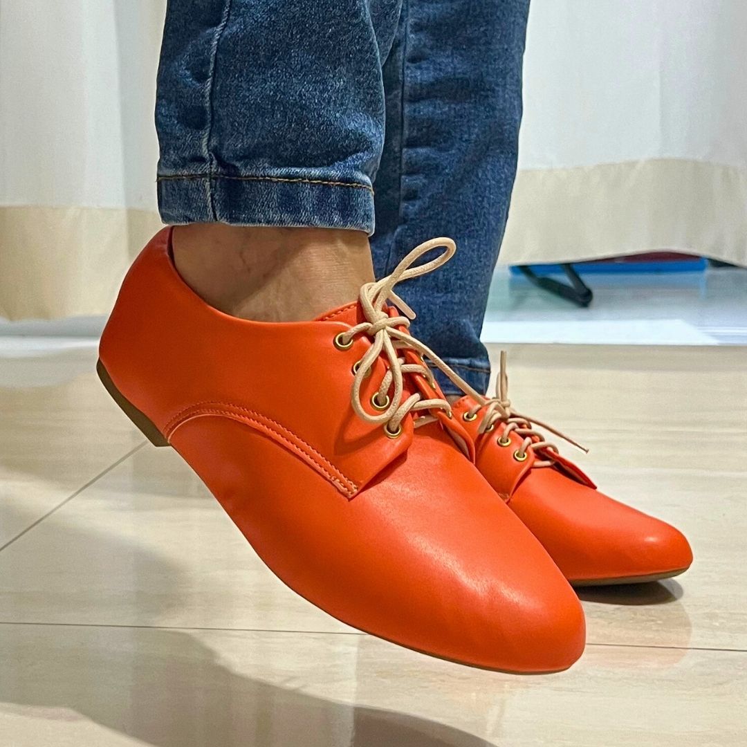 Sapato Oxford bico redondo laranja - Imagem 5